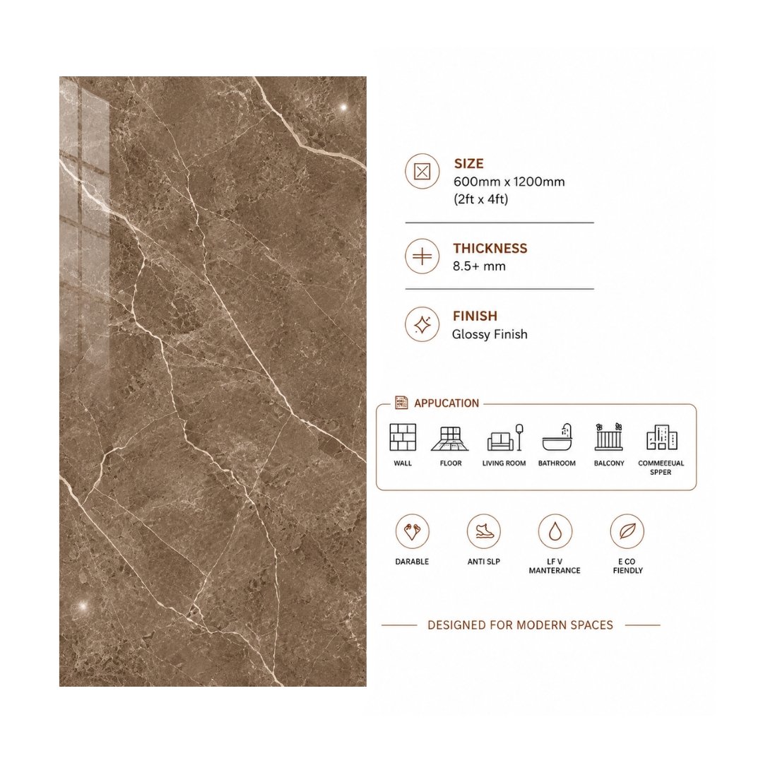AL Saxone Choco Marble & Stone Kitchen Tiles - My Home Studio